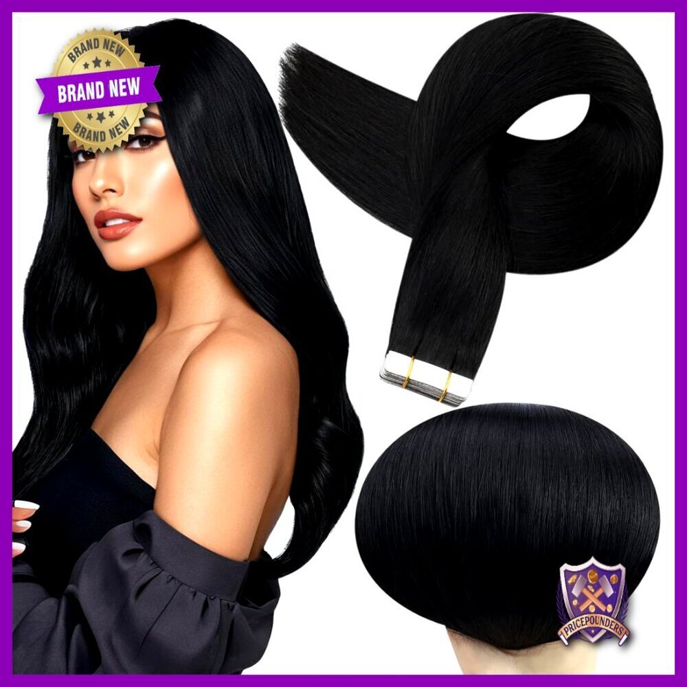 Real Human Hair Tape Extensions Seamless Natural Blend Straight Long-Lasting